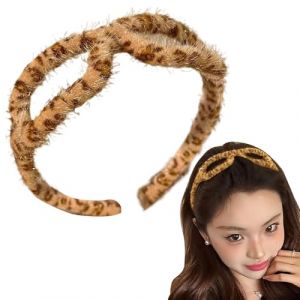 Pavsicgn Broupe de cheveux en peluche, bandeau en peluche - Bande de maquillage en forme de lunettes,Casseurs imprim&eacute;s de mode l&eacute;opard pour bain, maquillage et sport (lushanjianzhi, neuf)