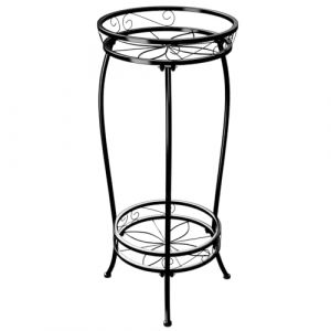 Bamworld Support pour plantes d'intérieur en métal à 2 niveaux - Noir - Grand support pour plantes multiples - Pour terrasse, jardin, balcon, salon (Bamworld, neuf)