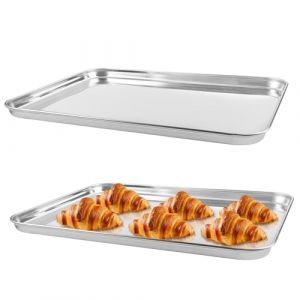 2 Pi&egrave;ces Plaque de Cuisson en Acier Inoxydable,26,5 x 20 x 1,2cm Plaque Four Inox,Plateau Inox Plat Rectangulaire,Plaques de Cuisson Rectangulaires Profondes en Acier Inoxydable,pour Biscuits,Aile (Aruichi, neuf)