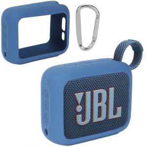 Lebakort Housse en Silicone pour JBL GO 4 Enceinte Bluetooth Ultra-Portable avec Boucle d'escalade (Bleu) (Lebakort-EU, neuf)