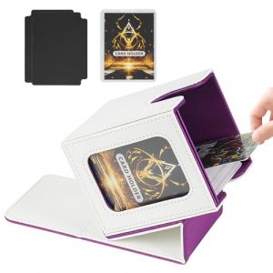 Jamiukro Bo&icirc;te de rangement pour cartes MTG Commander, bo&icirc;te de rangement pour cartes &agrave; collectionner, &eacute;tui magn&eacute;tique en cuir PU, peut contenir 100 TCG cartes &agrave; double couche, Blanc et violet (Yozhe, neuf)