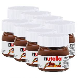 Nutella Ferrero Lot de 8 petits pots à tartiner, au chocolat, en verre, 25 g, fait de crème de nougat aux noisettes (Mes Gourmandises, neuf)