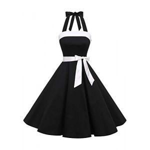 Timormode Sexy Robe Rétro Vintage Femme Année 40 50 60 Robe de Cocktail Rockabilly Décolleté 10212Black2 XS (Timormode, neuf)