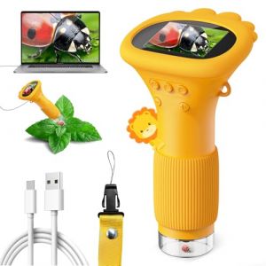 Ahalfcit Microscope numérique.Microscope pour Enfants,Microscope électronique,Caméra à Zoom 1000x avec écran 2 Pouces,Cadeaux d'anniversaire et Jouets éducatifs pour Les 3-12 Ans(Orange) (Longju-EU, neuf)