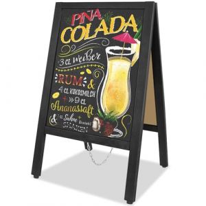 VAIIGO Chevalet Ardoise en Forme de A avec Tableau Noir à Craie 43x85 cm - Tableau Magnétique Double Face Autonome, Stop Trottoir Extérieur Menu Sandwich pour Restaurant,Fête - Noir (WIIGO, neuf)