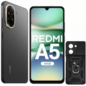 XIAOMI Redmi A5 - Smartphone 6.88" FHD+ 120Hz, 64 Go + 3 Go RAM, Appareil Photo IA 32MP, Batterie 5200 mAh, Double SIM - Noir (avec Coque de Protection Noir Incluse) (ElectroSmartEU, neuf)
