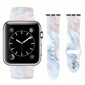 Vozehui Compatible avec Bracelet de Montre Apple 45mm 44mm 42mm pour Femme Homme, Bracelet de Remplacement en Silicone Souple Motif Marbre Bracelet Sport avec iWatch Series SE 6 5 4 3 2 1 (jinnuouk, neuf)