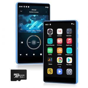 SWOFY Lecteur MP3 80GB avec Bluetooth & WiFi, &Eacute;cran Tactile 4,0 Pouces Hi-FI, Lecteur MP4 Android Compatible Spotify, Amazon Music, Radio FM, Enregistreur, Livre &eacute;lectronique, Navigateur (Noir/Bleu) (MSDZSWJK, neuf)