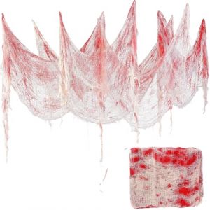 KQOZG 6 x 1,50M Tissu Effrayant Halloween D&eacute;coration en Coton, Grand Tissu Effiloch&eacute; pour Halloween Int&eacute;rieur et Ext&eacute;rieur, Id&eacute;al pour Table, Portes, Rideaux, F&ecirc;te Gothic (1,50M) (OuTengYuanDengJu, neuf)