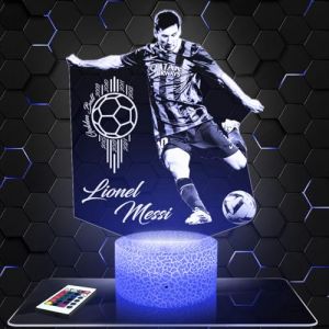 Lampe de chevet - Veilleuse Tactile L. Messi Joueur de foot Sport Lampe 3D LED illusion, Idée cadeau Noël anniversaire garçon et fille Lampe de nuit chambre d'enfant ou adulte TOP (Lampephoto-fr, neuf)