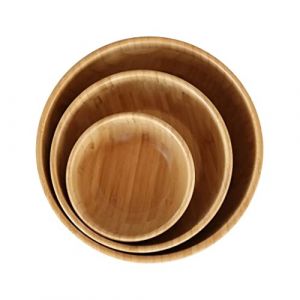 Pandoo Bols en bambou - Ensemble de fruits, saladier et vaisselle - Panier à fruits, bol en bois, bols décoratifs (5 x 20 cm de diamètre) (pandoo, neuf)