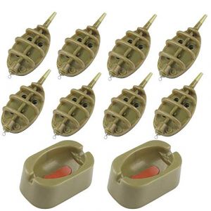 10 Pièces Pêche Méthode Feeder en Ligne de pêche, Inline Méthode De Pêche La Carpe Feeder Mangeoires Moule Plastique Outils à Appâts Accessoires 15g 20g 25g 35g 30g 40g 50g 60g (Kingrun, neuf)