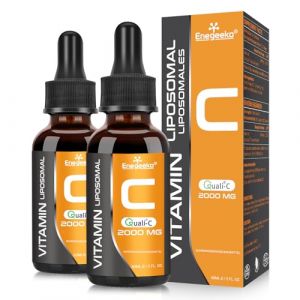 Vitamine C liposomale 2000 mg x 60 ml avec vitamine C Quali®-C, biodisponibilité la plus élevée, booster du système immunitaire, collagène fort, soutien de la peau anti-âge (lot de 2) (super vaule, neuf)