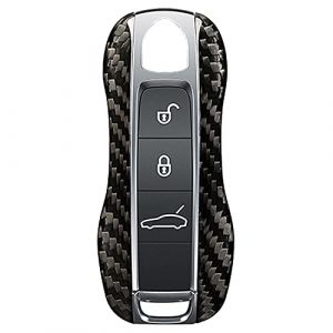 M.JVisun Véritable Fibre de Carbone Coques de Clé Pour Porsche 911 Carrera 918 Cayenne Coupe Pour Macan Pour Panamera Taycan Porte-clé Coque Clé de Voiture - Coque de Remplacement - Noir (M.Jvisun.Eu, neuf)