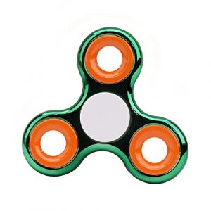 Toyland&reg; Fidget Hand Spinner - Soulagement du Stress et de l'anxi&eacute;t&eacute; - 38 Motifs au Choix (Anneaux Verts et Orange m&eacute;talliques) (Toyland&reg;, neuf)