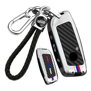 ontto Convient pour clé de voiture BMW Série 2 U06 Série 3 G81 M3 Série 5 G60 Série 7 G07 X1 U11 X5 F95 IX1 i4 2023-2025 Coque de protection en métal 4 boutons Housse de clé de voiture avec porte-clés (Ontto, neuf)