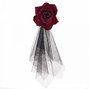 Grande pince à cheveux en forme de rose - Broche florale gothique - Accessoire pour cheveux pour femme - Rose rouge - Broche tendance - Grande robe gothique - Accessoires de bal de fin d'année (guangzhoujucikejiyouxiangongsi, neuf)