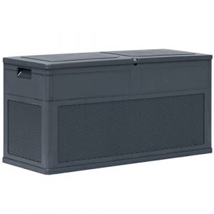 WIFESE Bo&icirc;te de rangement de jardin 119x46x60 cm 320 L Coffre de jardin avec couvercle Bo&icirc;te de rangement pour coussins Bo&icirc;te de rangement ext&eacute;rieure pour jardin avec serrure Anthracite Plastique (WIFESE official, neuf)