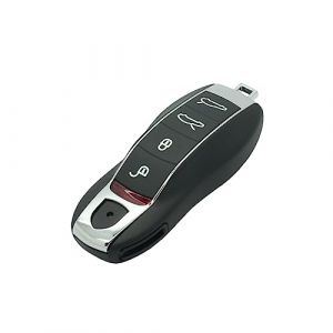 BROVACS Coque de rechange + cl&eacute; vierge vierge non d&eacute;coup&eacute;e compatible avec Porsche Macan Boxster Cayenne 4 boutons T&eacute;l&eacute;commande intelligente sans cl&eacute; PG923B (fassport, neuf)