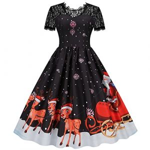 WVONIF Robe Moche Noel Chic et Elegant Ete Rayée Fluide de Plage Grande Taille Col en V Manche Courte Casual Avec Ceinture Sexy de Soirée Jupon De Mariée (BAULMD（90% Big Promotion Without Discount Code ）, neuf)