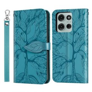 Rostsant Coque Motorola Moto G75 5G Arbre en Relief Housse en Cuir PU Motorola Moto G75 5G Étui à Fermeture Magnétique Portefeuille Étui à Rabat pour Motorola Moto G75 5G Bleu (Huijitong Electronic Technology, neuf)