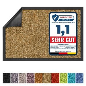 KARAT Paillasson de Porte Rhine - Paillasson Lavable en Machine &agrave; 30&deg;C - Tapis d'entr&eacute;e antid&eacute;rapant Absorbant - Tapis de Porte certifi&eacute; Oeko-TEX Standard 100 (Beige, 90 cm x 120 cm) (Velvet Trading, neuf)