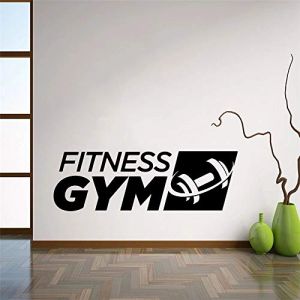 YINSHENG Salle de Fitness Logo Stickers muraux Sport haltère Vinyle décoration intérieure Autocollants Jeu Stickers muraux Bureau décoration Motivation Vinyle Autocollant Papier Peint 86x28cm (ChangSheng Maoyi, neuf)