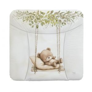 Ceba Baby&reg; Matelas &agrave; Langer Bebe souple 72x75 cm - Matelas &agrave; langer epais lavable - pour gar&ccedil;ons et filles - Certifi&eacute; &Ouml;ko-Tex - Imperm&eacute;able - Ours en peluche sur la balan&ccedil;oire 75x72 cm (Sellbee, neuf)