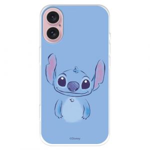 Coque compatible avec iPhone 16 Officielle Disney Stitch Bleu pour prot&eacute;ger votre mobile. Coque en silicone transparente souple sous licence officielle Lilo & Stitch (La Casa de Las Carcasas, neuf)