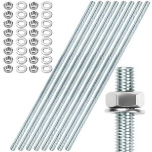 8 pi&egrave;ces Tige filet&eacute;e M10 Tiges filet&eacute;es M10 X 300mm Tige filet&eacute;e Boulon filet&eacute; Acier zingu&eacute; &Eacute;pingles filet&eacute;es Zinc bleu Tiges filet&eacute;es avec 16 pi&egrave;ces &Eacute;crou hexagonal et 16 pi&egrave;ces Rondelles (RUNZEYUNKEJI, neuf)