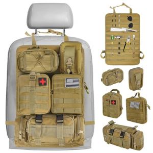 Organisateur Tactique de Siège de Voiture, Sac de Rangement pour Dossier de Siège Avant, Organisateur Voiture, Protection Dossier Siege Voiture avec 5 pochettes Molle Amovibles pour Tous les Véhicules (Zhengzhou Fengwan E-commerce, neuf)