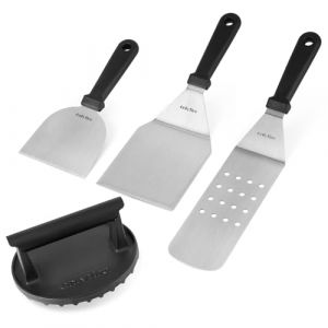 onlyfire Set de Accessoires Plancha, Contient Presse &agrave; Burger en Fonte, Longue Spatule Perfor&eacute;e et 2 Spatules, Kit Ustensiles Plancha pour Plaque de Barbecue, Teppanyaki, Camping, 4 Pi&egrave;ces (Onlyfire Store, neuf)