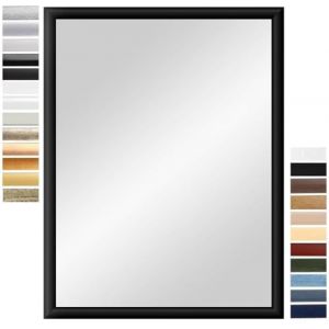 PrimeLuxe Miroir Mural 25 x 25 cm (Dimensions ext&eacute;rieures) carr&eacute; dans Noir Mat | Couleur et Taille s&eacute;lectionnables | Miroir Salle de Bain et Couloir | avec Cadre en Bois (E-Commerce DELUXE, neuf)