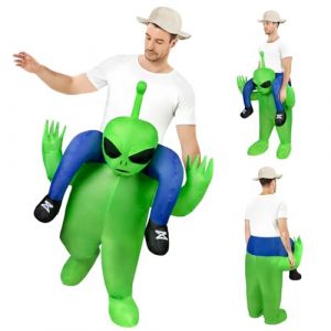 AYBUY Déguisement Gonflable Extraterrestre, Adulte Gonflable Extraterrestre Vert Costume Drôle Blow Up Costume Cosplay pour Fête Carnaval Fancy Dress Cosplay Outfit Costume Fête d'Halloween (withchance, neuf)