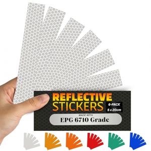 SOLNIT Bandes adh&eacute;sives r&eacute;fl&eacute;chissantes DIN 12899 Haute visibilit&eacute; Autocollantes pour motos v&eacute;los camions remorques et voitures Fabriqu&eacute;es avec ORA FOL EPG 6710 (Blanc, 5 x 20,3 cm, 6 pi&egrave;ces) (Solnit Products FR, neuf)