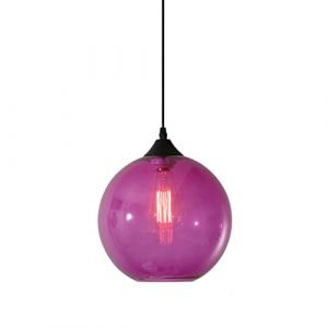 S-Cevada Suspension Boule de Verre Simple, Lampe Suspendue de Plafond Industrielle Vintage E27 Loft Bar, Mini Lustre à 1 Lumière pour Cuisine Salle à manger Chambre (Mauve) (S-Cevada, neuf)