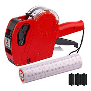 MX-5500 Pistolet à étiquettes de prix à 8 chiffres avec 5 000 étiquettes autocollantes, kit de pistolet de prix pour bureau, magasin de détail, épicerie (A/rouge) (Jcocylse, neuf)