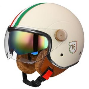 Casque Ouvert Moto 3/4, Casque Unisexe-Adulte Ouvert avec Double Visière Solaire, Demi-Casque Moto Modulable Style Rétro Vintage Approuvé Dot/ECE (zyhanghogn, neuf)