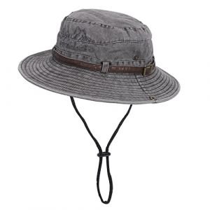 EKMTBJXY Chapeau de Soleil Homme Pliable Chapeau Safari Anti UV Outdoor Alpinisme Chapeau de Voyage P&ecirc;cheur Casquette Bucket Hat avec Sangle de Menton R&eacute;glable (EKMTBJXY, neuf)
