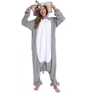 DarkCom Unisexe Adulte Cosplay Gris Éléphant Animal Onesie Kigurumi Costume Une Pièce Pyjama Vêtements De Nuit Combinaison S (DarkCom-fr, neuf)