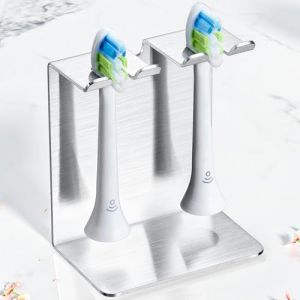 GGQ Support de Brosse à Dents en SUS304 Acier Inoxydable, Porte Tete Brosse à Dent Electrique, Porte Brosse Dents Mural, Argent Brossé Rangement Brosse a Dent, Porte Brosse a Dent Salle de Bain (GGQ-EU, neuf)