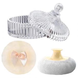 Houppette &agrave; poudre et r&eacute;cipient | Applicateur doux et lavable avec &eacute;tui, pot &agrave; poudre avec houppette, pour fond de teint, maquillage humide et sec pour femme pour la Saint-Valentin (Amesor, neuf)