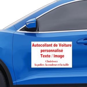 Autocollant Voiture Personnalis&eacute; avec Fond Uni &ndash; Sticker Vinyle sur Mesure avec Logo ou Texte &ndash; &Eacute;tanche, Autocollant pour Voiture, Camionnette, Remorque, Vitre (Xtray Trade, neuf)