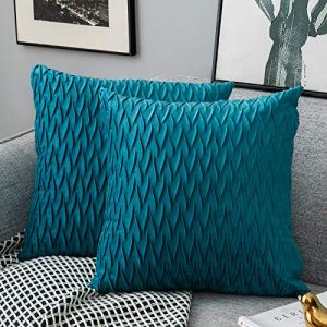 Yamonic Housses Coussin en Velours 40x40cm pour Salon Canapé，Lot de 2 Housses Coussin Carrés de Motif uni Décoration Chambre, Turquoise (Yamonic Direct Store, neuf)