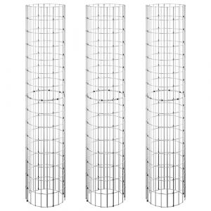 vidaXL 3× Lit Surélevé à Gabion Circulaire Panier de Gabion Jardinière de Jardin Bac Plantes Terrasse Extérieur Acier Galvanisé Ø30x150 cm (vidaXL FR, neuf)