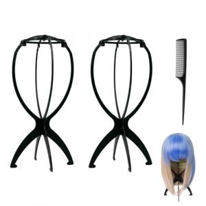 VYNZOR 2 Pièces Tete perruque Wig cap Tete pour perruque Tete mannequin Support de Perruque Noir pour Femme, Tête de Perruque en Plastique, Porte de Perruque Portable (Shophaomall Store, neuf)