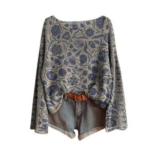 Pulls Femme Vintage Imprim&eacute; Floral Boh&egrave;me Pull Over Tricot&eacute; Chic Et &Eacute;l&eacute;gant Col Rond Manche Longue Sweater Motif Jacquard Hauts Oversize Casual Vetement 2025 Femme D&eacute;contract&eacute;s (Anglekie, neuf)