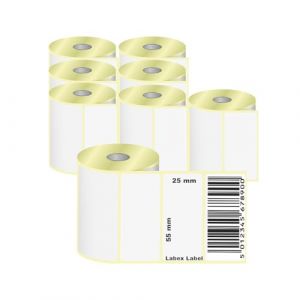 &Eacute;tiquette Thermique 55x25 mm | Pour Imprimante Thermique - Impression Durable - 8 Rouleaux - 8000 &Eacute;tiquettes Thermiques (Labex Label, neuf)