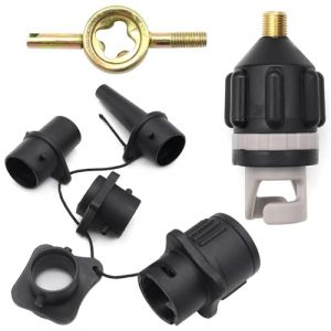 GOIYZTTR Adaptateur Pompe &agrave; Air, Convertisseur Pompe &agrave; Air avec 4 Buse de Valve d'air pour Bateaux Pneumatiques, Stand up Paddle, Adaptateur Pompe Kayak (Moapei, neuf)