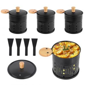 ipow Lot de 4 Appareil Raclette Bougie &agrave; Rev&ecirc;tement Antiadh&eacute;sif,Po&ecirc;lon Raclette Individuelle de Fusion Rapide sans Fil pour Fromage Fondu Chocolat Oeuf Frit &agrave; Table,dans Jardin,en Camping,4 Spatules (Jingshun Trade, neuf)